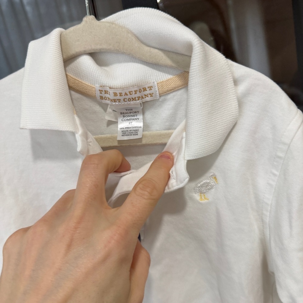 TBBC Prim & Proper Polo short sleeve toddler boys Worth Avenue White Stork pima - Picture 3 of 8